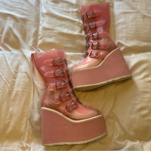Demonia Shoes - Demonia SWING-230C pink platform boots